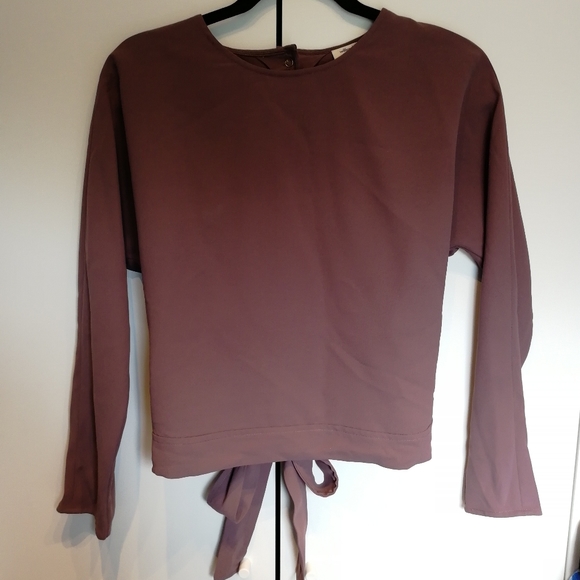 OLD - WILFRED Laon Blouse Open Back Tie Back Taupe Mauve Small Aritzia - Picture 3 of 12